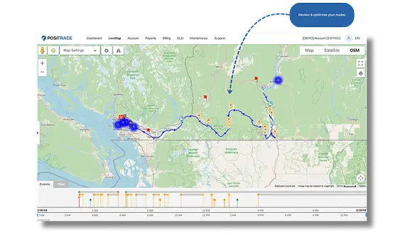 Route optimization dashboard showing efficient paths